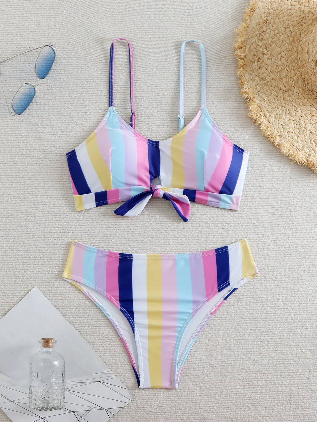 High Waist Bikini 2026 Women Strappy Swimsuit Sexy Striped Swimwear Female Bathers Bathing Swimming Swim Suit Summer Beachwear