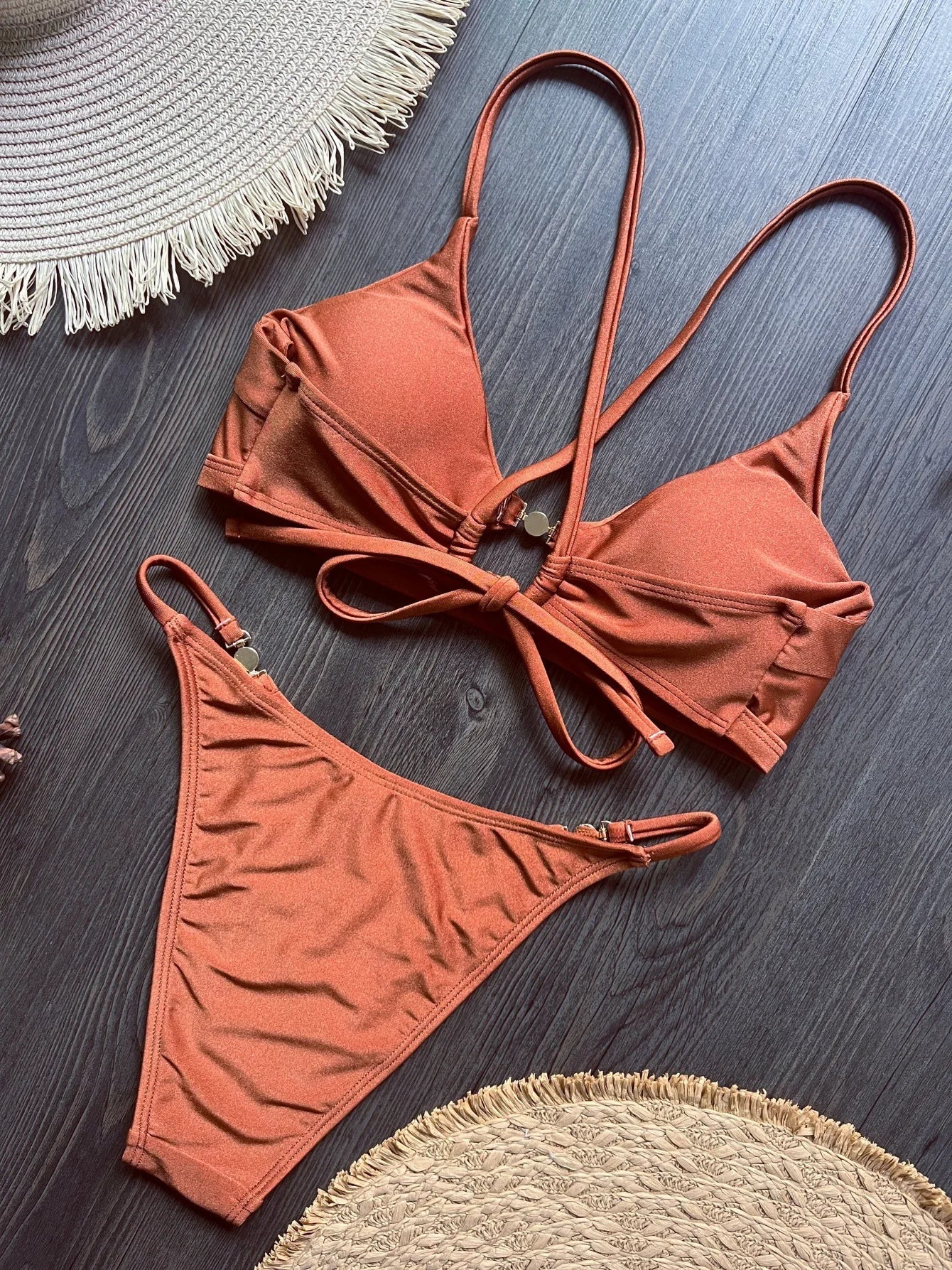 Cross Back Hollow Out Bikini Female Swimsuit Women Swimwear Two-pieces Bikini Set High Leg Cut Bather Bathing Suit Swim Lady