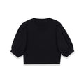 Fashion Casual Round-neck Puff Sleeve Knitted Top Women Black Puff Sleeve Knit T Shirt Crew Neck Short Sleeved Casual Top 99K0