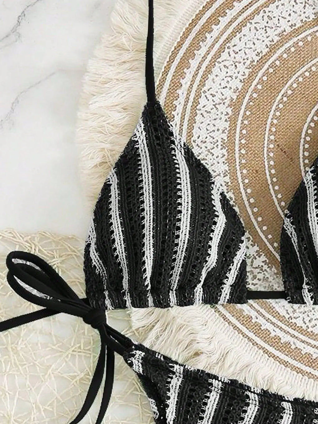 3PCS With Shorts Stripe Halter Fishnet Bikini Women Swimwear Female Swimsuit Three-pieces Bikini Set Bathing Suit Swim Beachwear