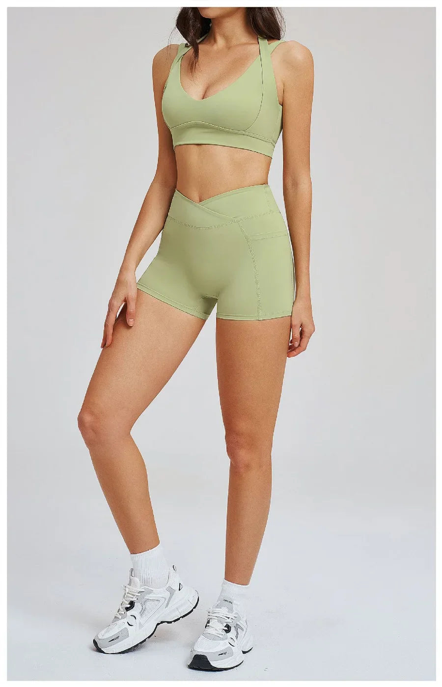 Women' Sports High Waist Shorts Set Fitness Cycling Elastic Sports Pants Yoga Bra Set Gym Sportswear Workout Set Athletic