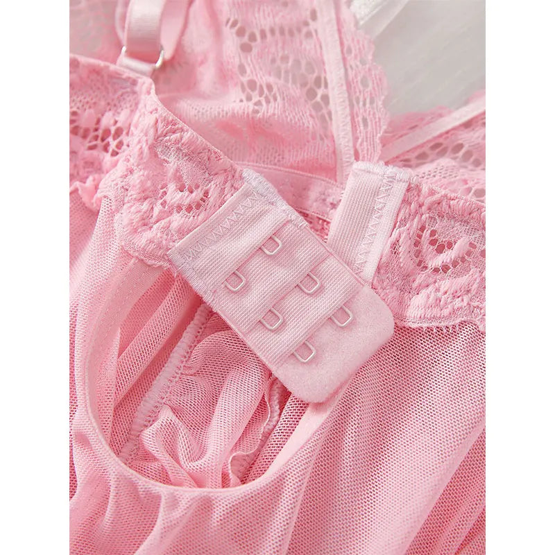 V-neck Luxury Pajama Set With Thong Women Nightgown For Sleeping Hot Femme Sleepwear Summer Sleeveless Sleep Dress Holiday Gifts