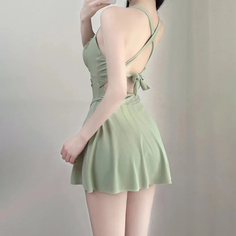 Summer New Women's One-piece Swimsuit, with Exposed Back, Slim and Sexy, Collection of Fairy Style Hot Spring Swimsuits