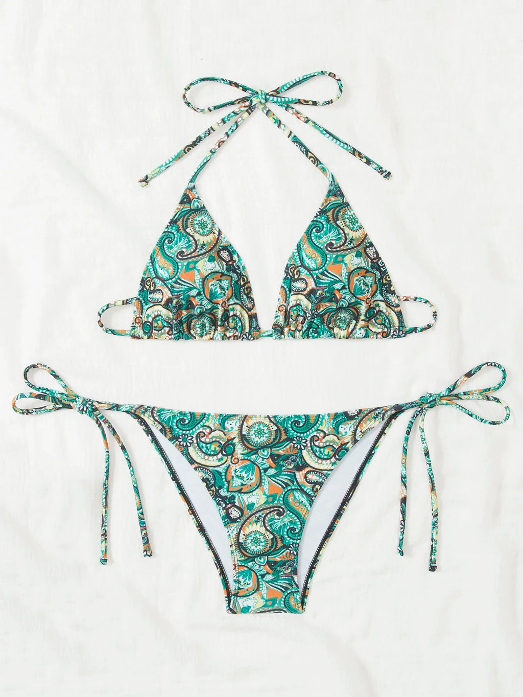 2026 Halter Triangle Bikinis Printed Swimsuit Women Sexy String Swimwear Female Bathers Swimming Bathing Swimming Swim Suit