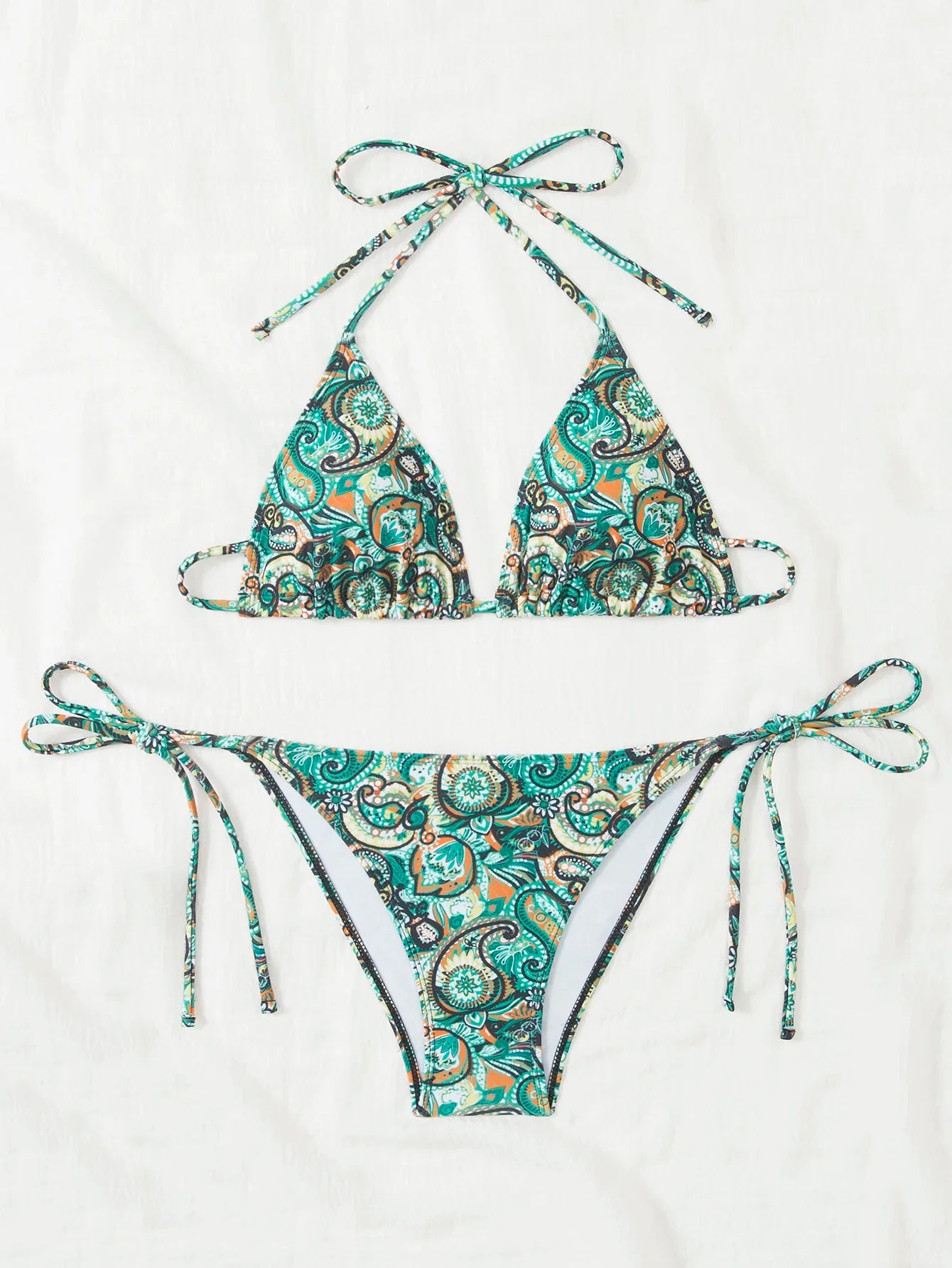 2026 Halter Triangle Bikinis Printed Swimsuit Women Sexy String Swimwear Female Bathers Swimming Bathing Swimming Swim Suit