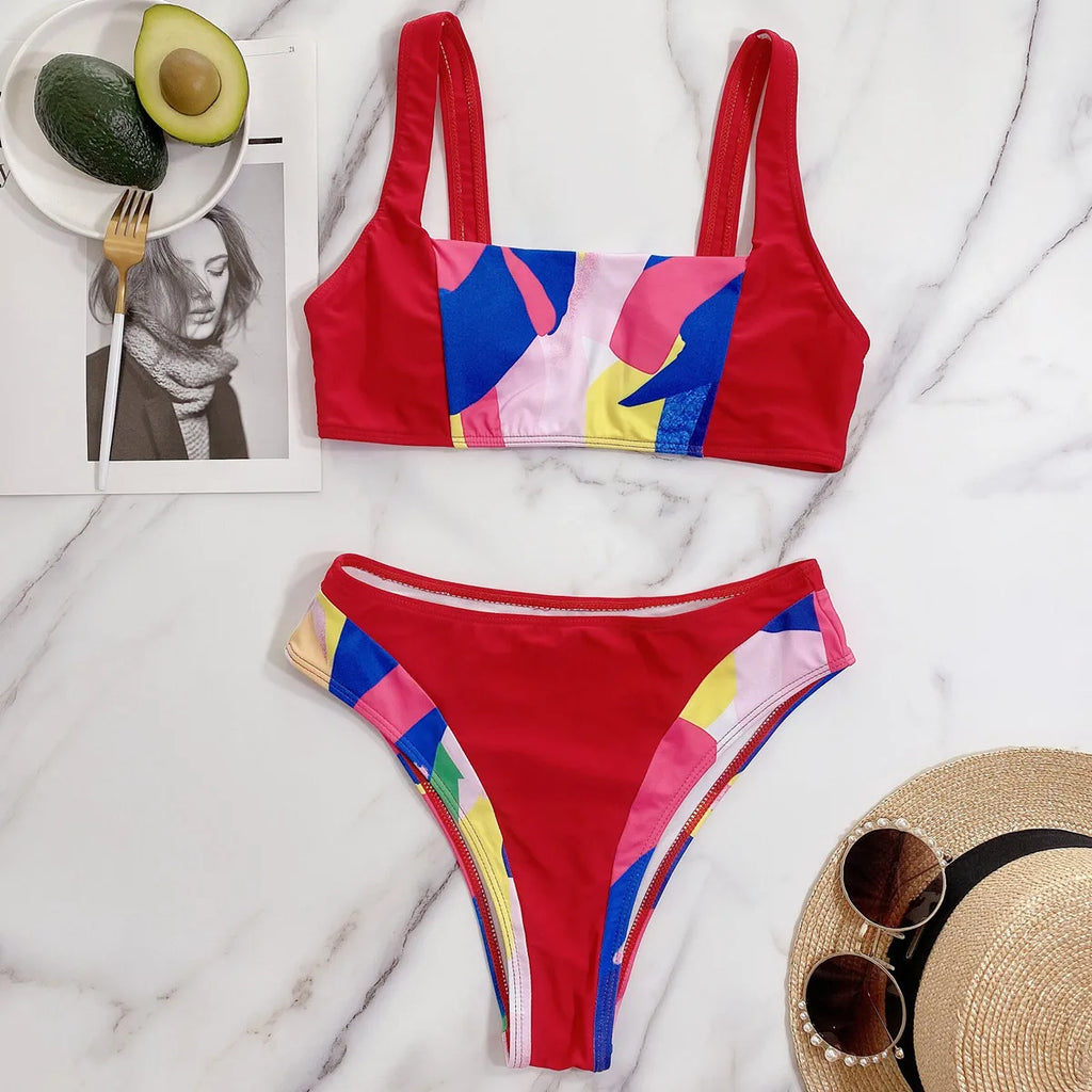 2026 Sexy Bikini Women Push Up Swimwear Swimsuit High Waist Multicolor Patchwork Bikinis Set Bathing Suit Beach Bikini Female