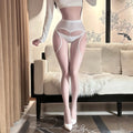 Nightclub Wear Pantyhose Charming Sexy Cutout Suspender Stockings Smooth Solid Color Pantyhose Transparent Charming Y3UW