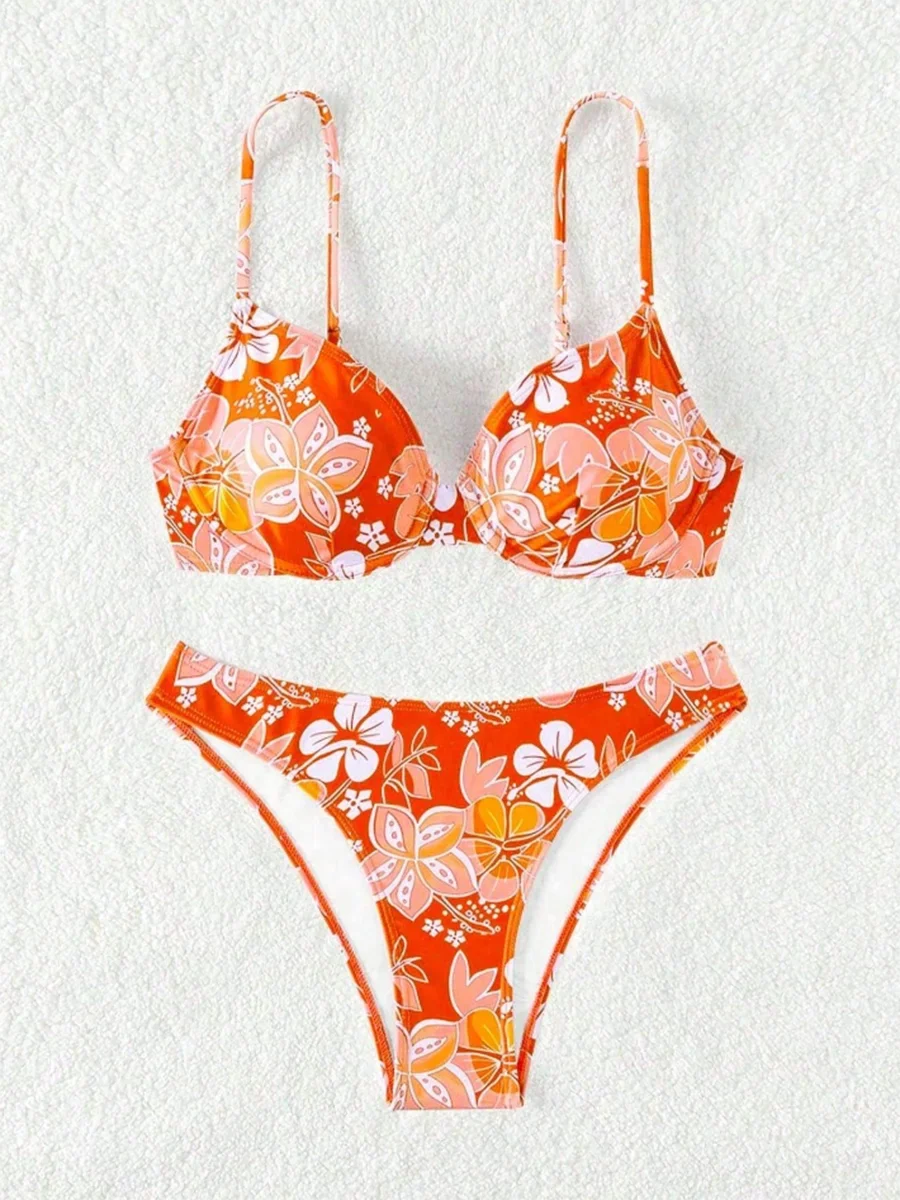 Strappy Underwire Bikinis 2025 Printed Floral Swimwear Female Sexy Swimsuit Women Bathers Bathing Swimming Swim Suit Beachwear
