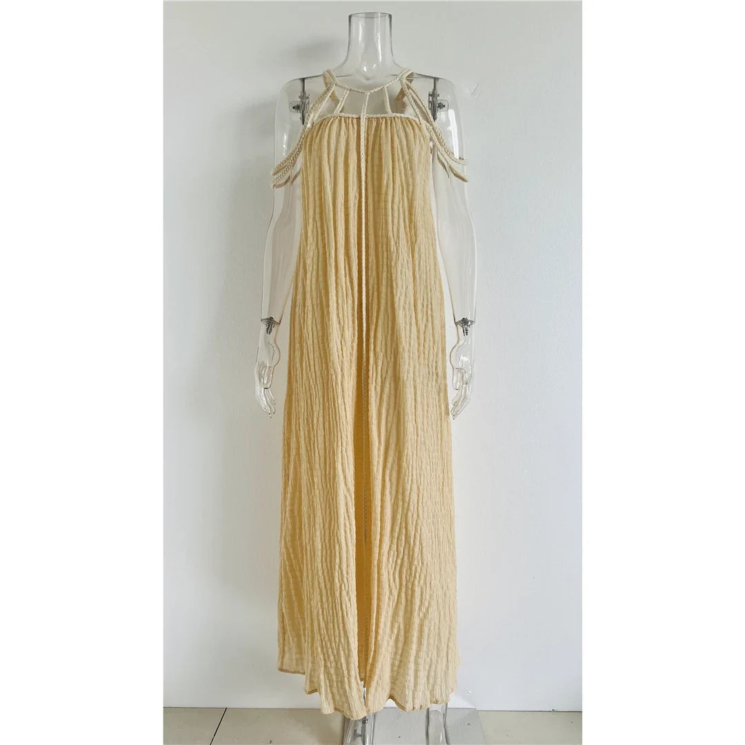 5 Colors Hollow Out Backless Crochet Knitted Tunic Beach Cover Up Cover-ups Beach Dress Beach Wear Beachwear Female Women V5429