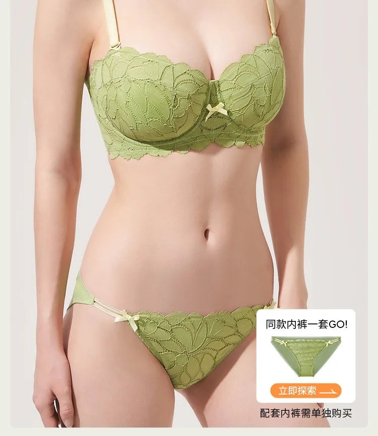 Full Bust French Lace Bralette Wireless Support for Women Plus Size Full Coverage T-Shirt Bra Anti Sagging Comfort MOYISU Sexy