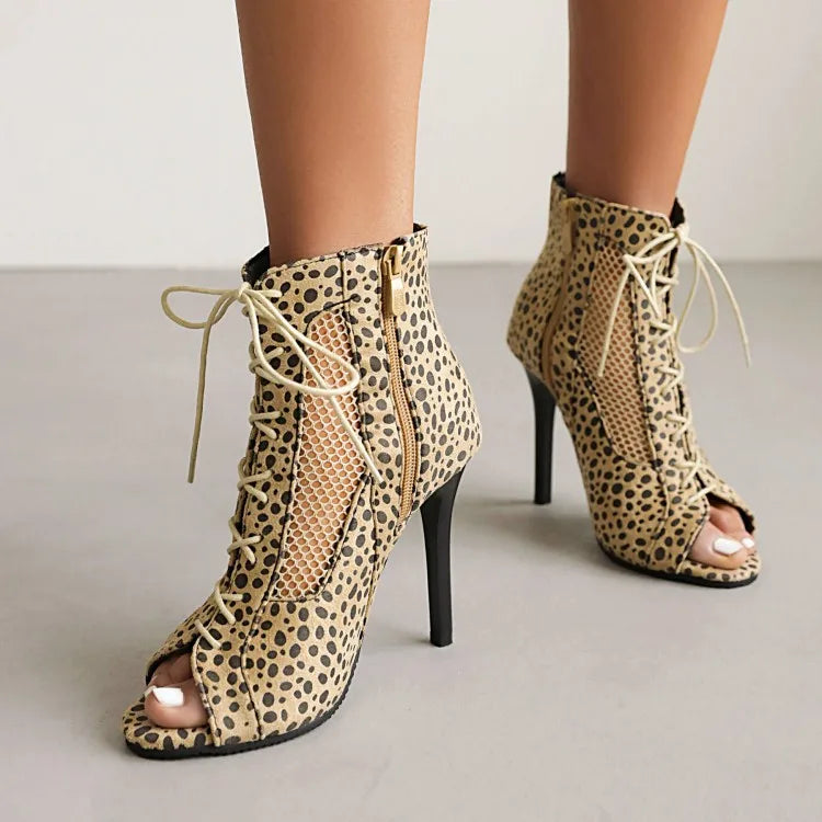 NASBAVI Fashion Summer Jazz Dance Shoes Peep Toe Ankle Boots for Women Sexy High Heels Lace-up Sandals Female Large Size 45