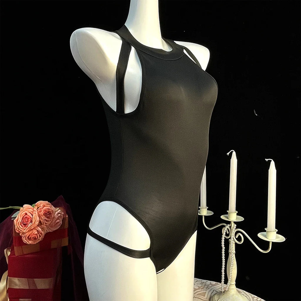 Sexy Crotchless Lingerie Women Hollow Sexiest Bodysuit Erotic Costumes Baby Doll Dress Elastic Porn Underwear Open Crotch Outfit