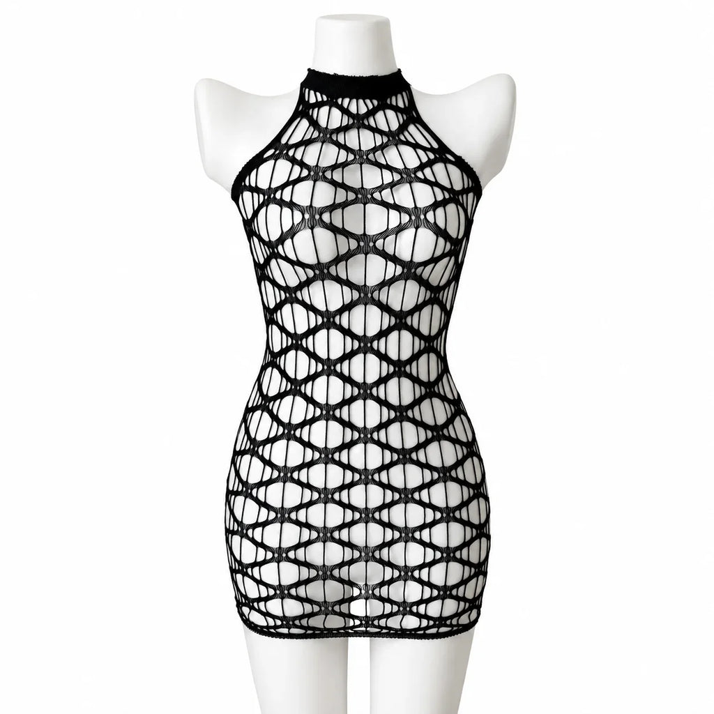 Sexy Cover Up Hollow Out Fishnet Dress without Inside Bikini Sets Summer Holiday Elastic Mini Bodycon Black Dress Free Size