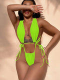 DEKA Women's New Thong One-piece Swimsuit Sexy Tight Backless Lace-up Swimsuit Brazilian Beach Swimsuit Extreme Micro Bikini
