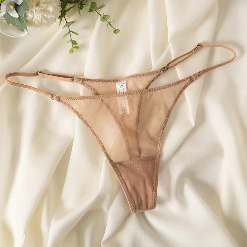 Lace Mesh Women Briefs Sexy Thong Transparent Panties Underwear Low Waist Girls G String Seamless Lingerie Fitness T Back