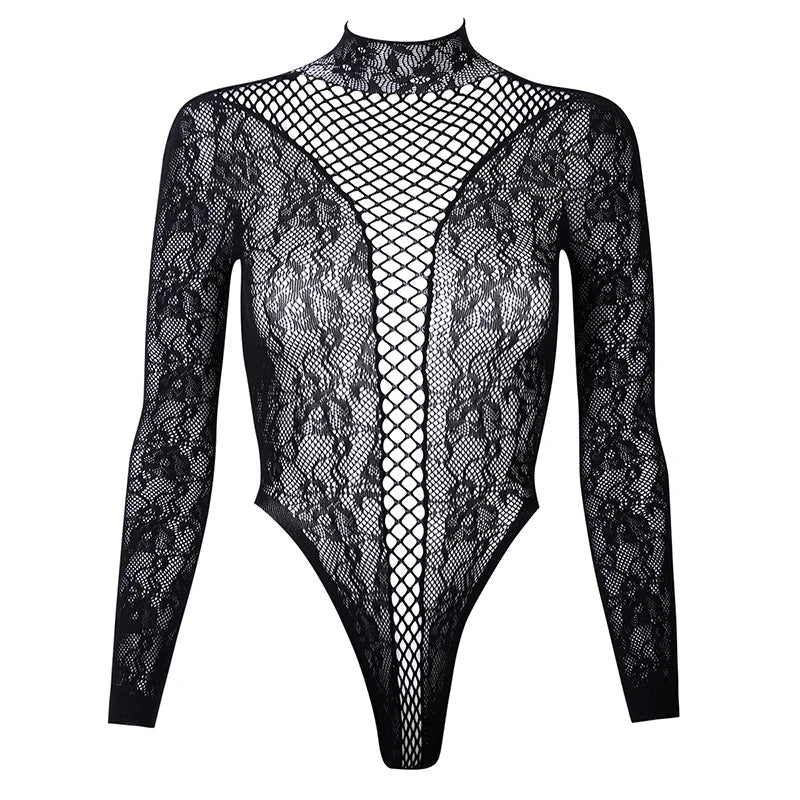 New American Style Fashion Men Vests Tops Crew Neck Sexy Hollow  Mesh Bodysuit Casual  Long Sleeve Tank Clubwear Party Costume