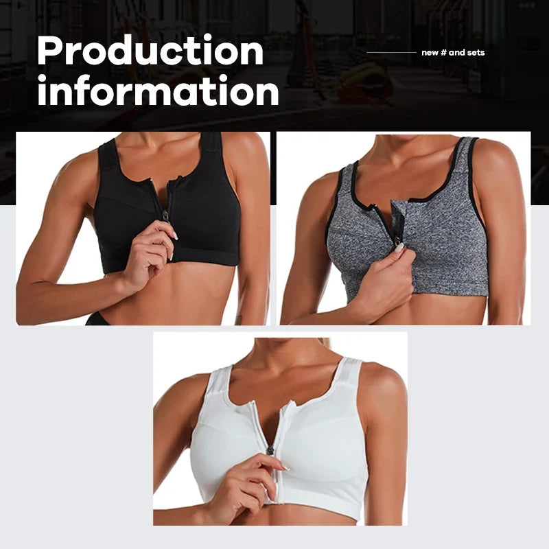 CZGUKE  S-2XL Popular Sports Top Yoga Bra Women's Shockproof Sports Shirt Sports Bra Front Zipper Women's Push Up Bra Sportswear