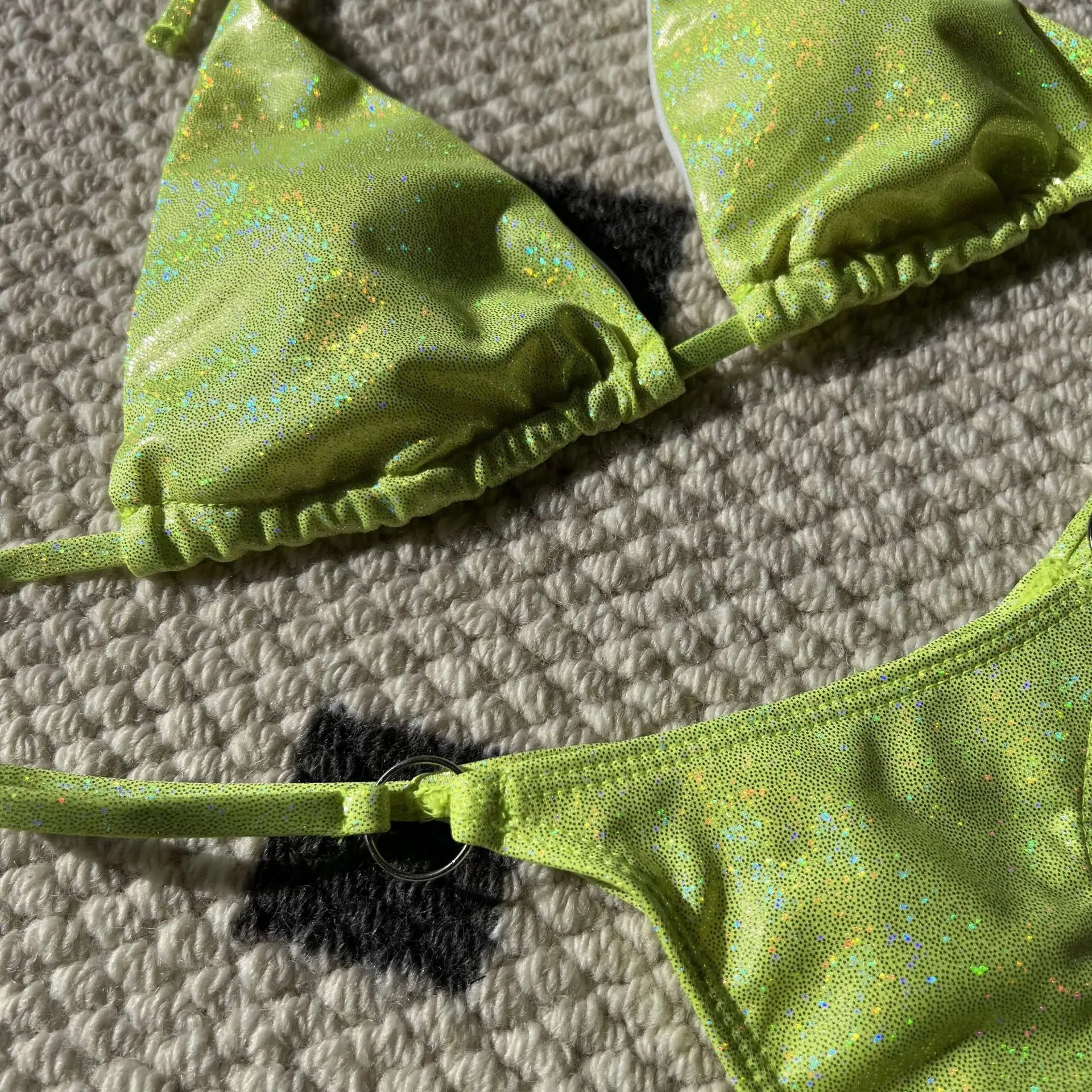 Shiny Bikini Set 2025 Women Luxury Bling Purple Neon Green Push Up Micro Swimsuit Summer Bathing Suit Thong Swimwear Biquini