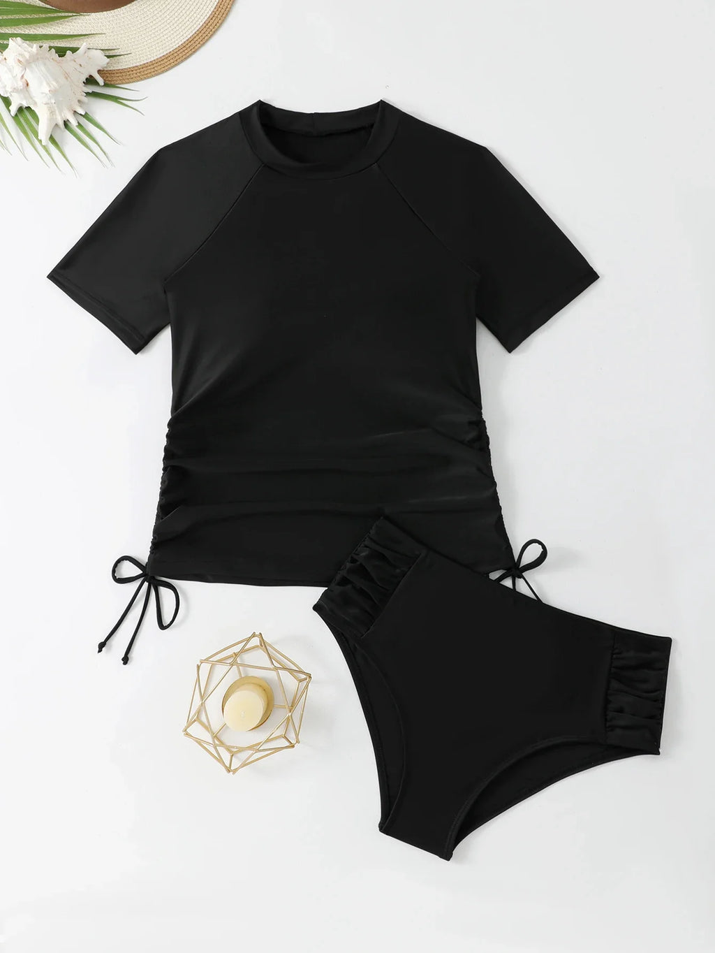 Short Sleeves Two Pieces Swimsuit Women Tankini 2026 Printed Swimwear Female Beach Wear Bathers Bathing Swimming Swim Suit