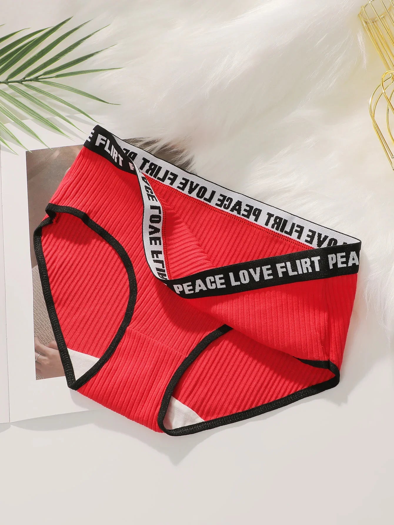 Women's High Waist Panties  Letter Elastic Waistband Soft Ribbed Fabric Comfortable Briefs for Daily Wear women bra K2809