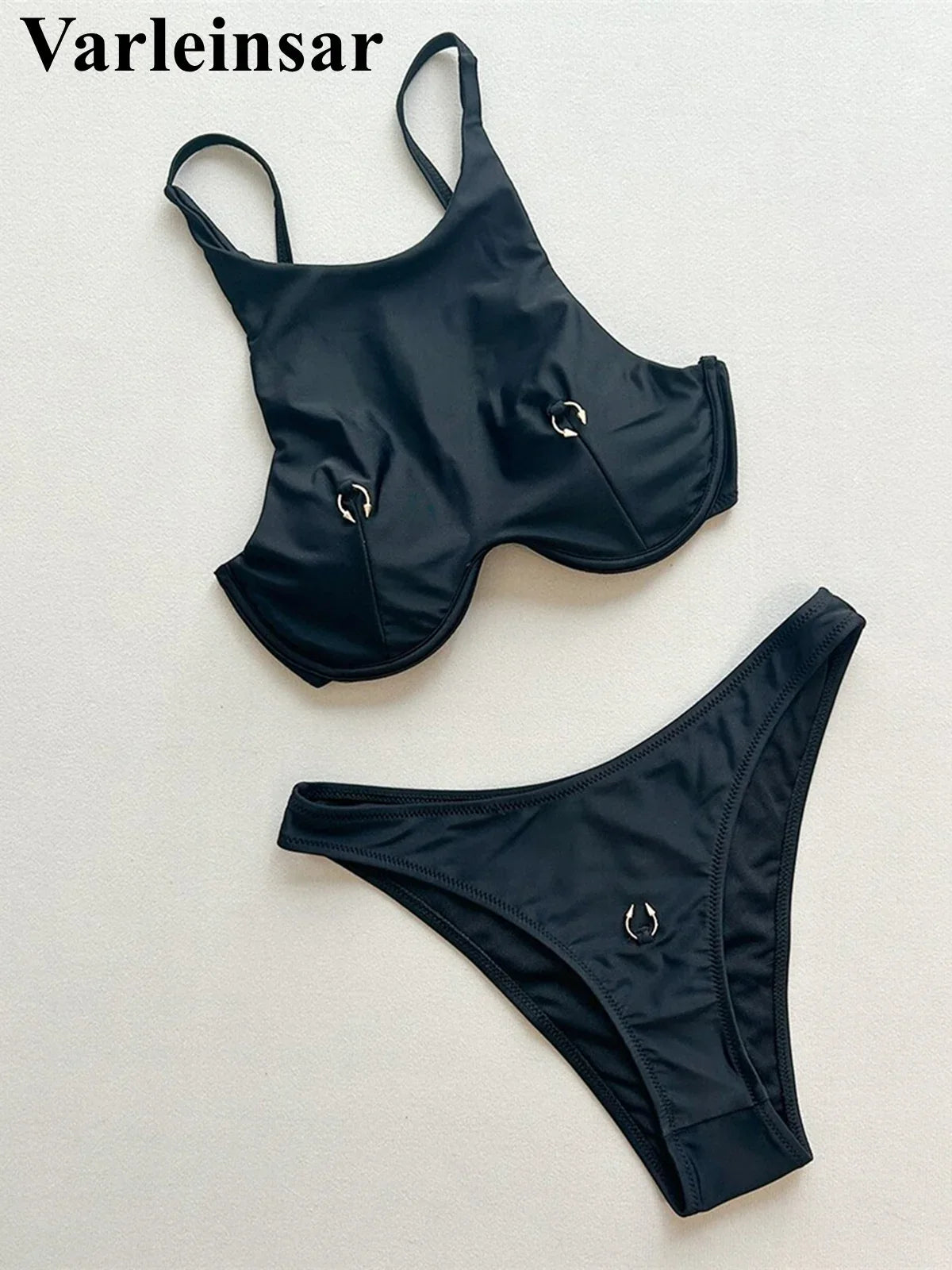 High Neck Underwired Bikini Female Swimsuit Women Swimwear Two-Pieces Bikini Set Brazilian Padded Bather Bathing Suit Swim V7514