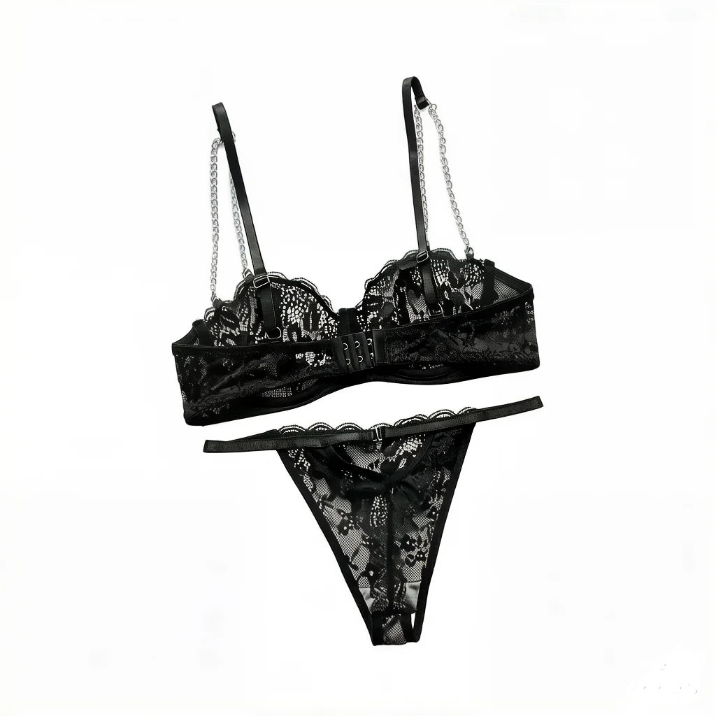 Sexy ultra-thin lace set black and sexy Lingerie two-piece set with steel ring and anti sagging women's underwear YS2900