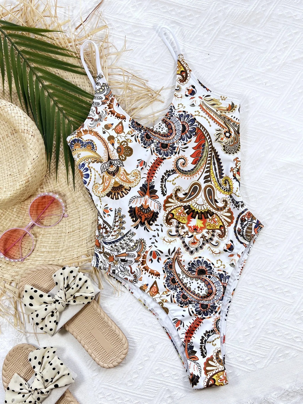 New Sexy One Piece Swimsuit Swimwear Women V-neck Backless Print One-piece Bathing Suit Beachwear Costumi Da Bagno Donna 2026
