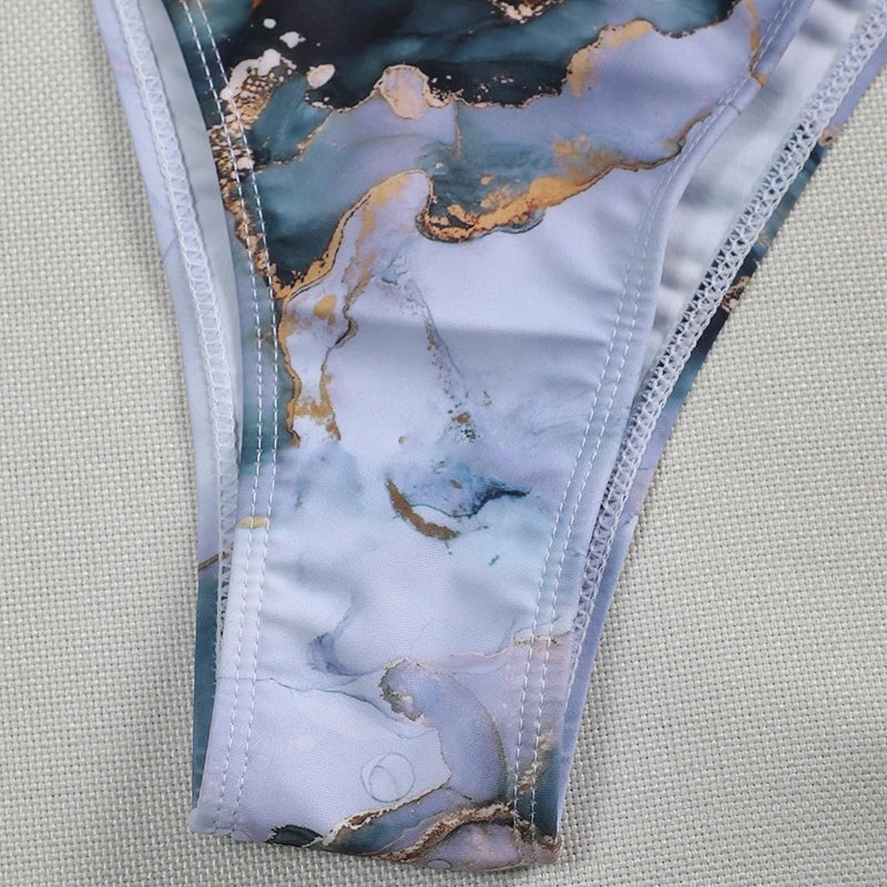 2026 Marble Printed Micro String Bikini Women Swimsuit Female Swimwear Two Pieces Bikini Set Tie Side Bather Bathing Suit Swim
