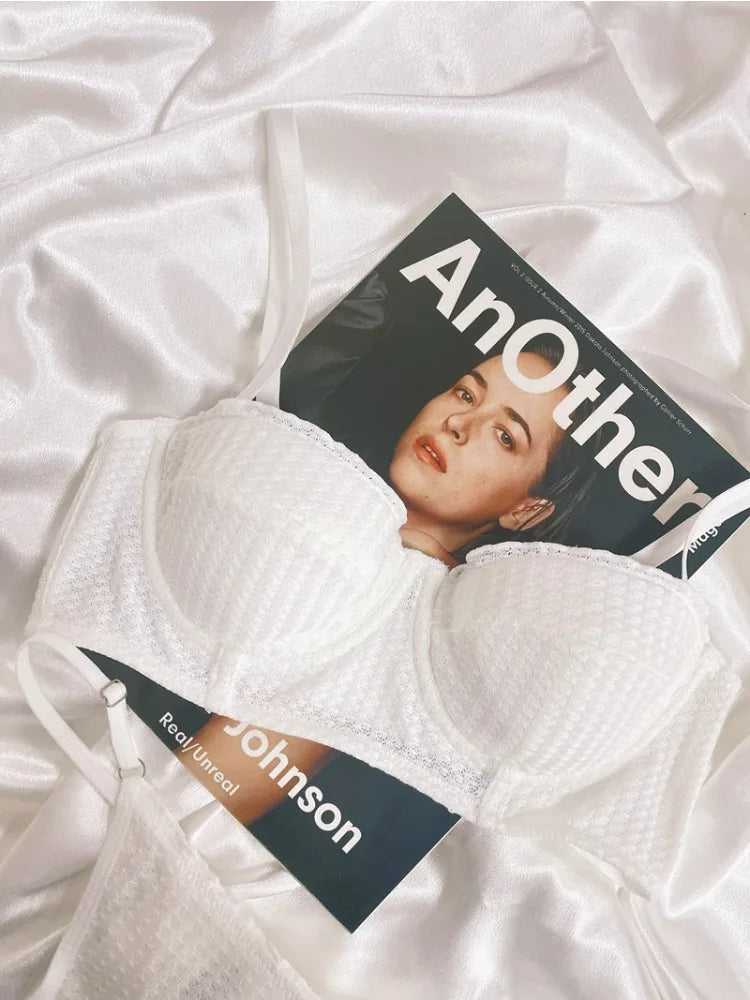 Japanese Manga Minimizer Bra Half Cup Demi Style Wireless Comfort Support Anti Sagging Lingerie Set for Large Bust 32-38 AB USA