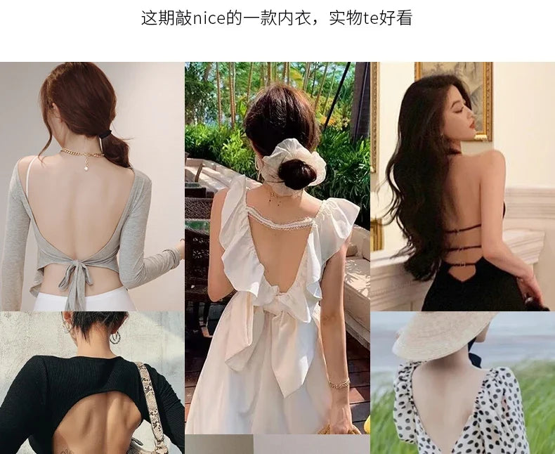 MOYISU Strapless Push Up Bra Underwear, Cross Back for Small Chest, Padded Enhancer Adhesive Lift to Look Bigger, Deep Plunge