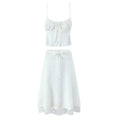 Foridol Summer White Dress Set Women 2pcs Matching Set Skirt Outfits Spaghetti Strap Top+skirt Set Vacation Beach Dress 2025