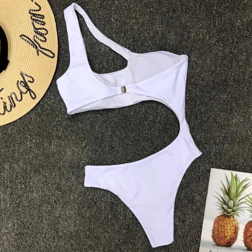 2026 Asymmetric One Shoulder Women Swimwear One Piece Swimsuit Female Monokini Bather High Cut Out Bathing Suit Swim Bodysuit