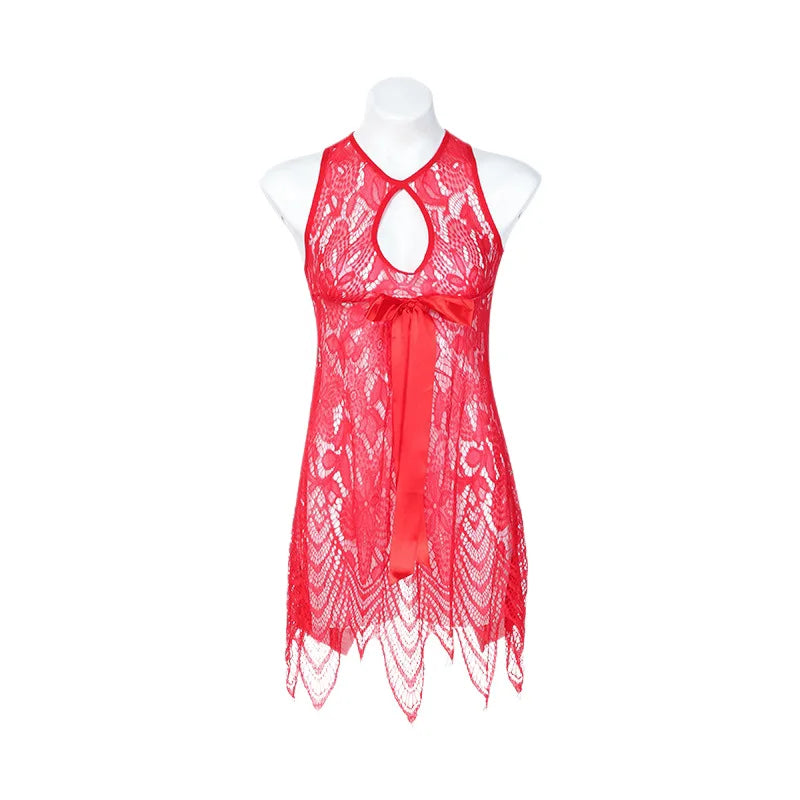 Sexy lace hollow pajamas mesh nightgown sexy lingerie
