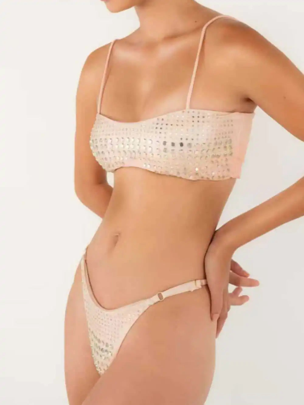 Sexy two-piece bikini high temperature perm sequined women's swimsuit beach vacation swimwear