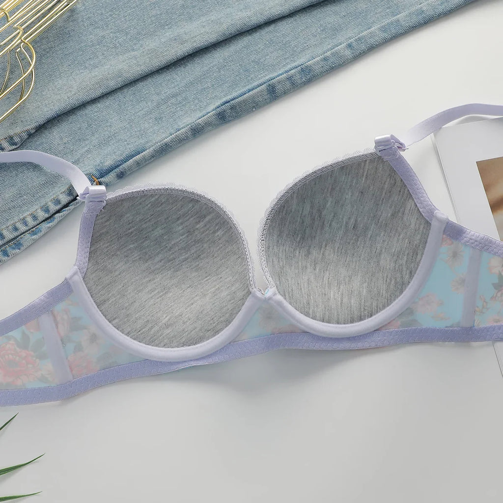 2-Pieces High quality Women's Flower Printed Bra Underwear Set Women's Autumn/Winter New Underwear Underwear Underwear A2173