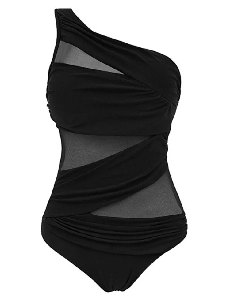 Women Fashion Bodysuit Bikini Biquini Summer Swimwear Mesh Bandage Cut Out Sleeveless Bathing Suits Sexy Thong Swimsuits