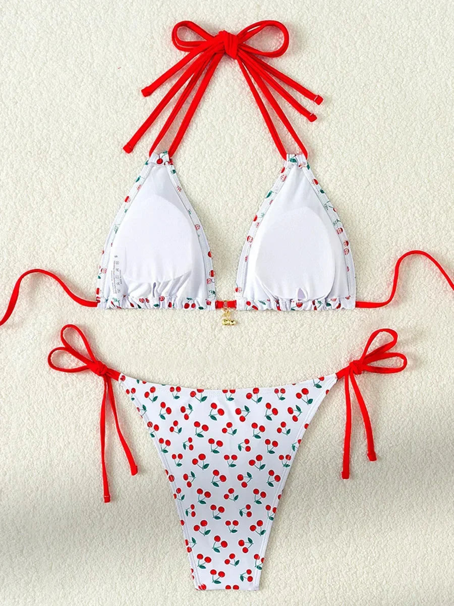 Strawberry Designer Bikini Women White Contrast Bikin Micro Swimsuit Two Pieces Bikini Set Brazilian Bathing Suit Thong Swimwear