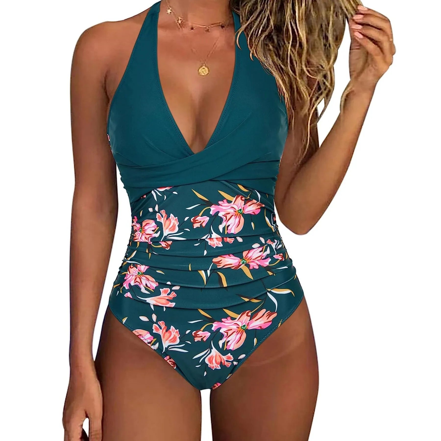 New Print One Piece Swimsuit Women Sexy Pleated Bathing Suit Leopard Printed Bodysuit Bikini Set Summer Fashion New Beachwear
