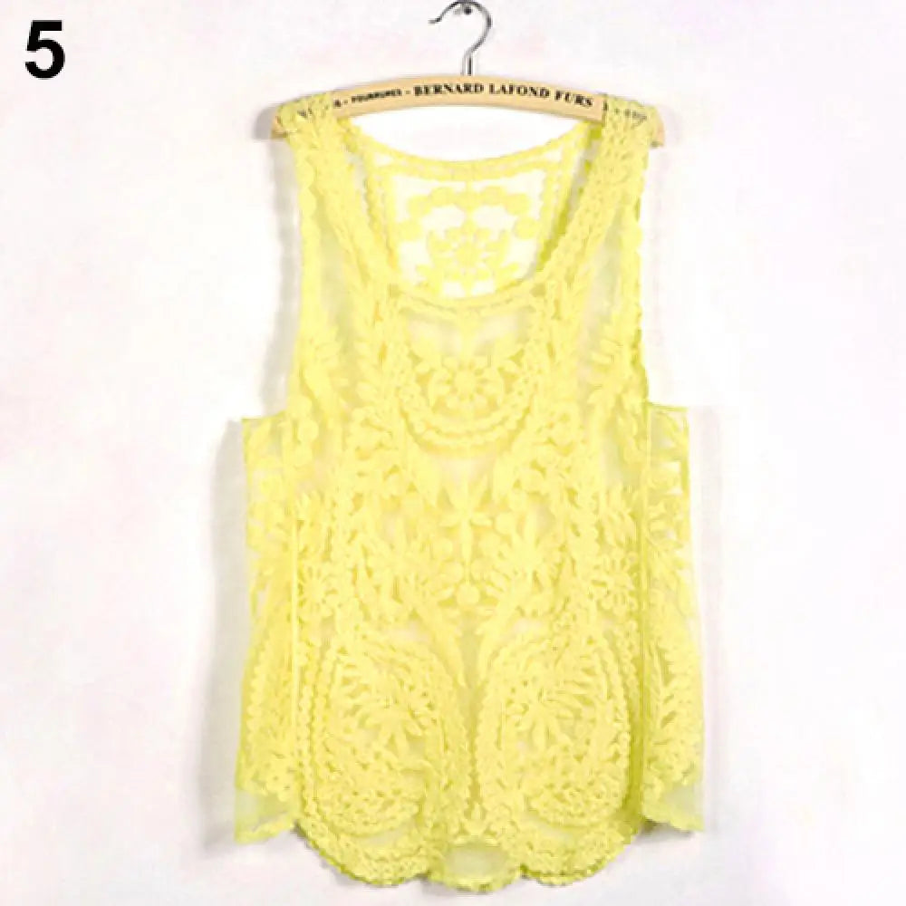 Women's Sleeveless Lace Tank Top Sexy Embroidery Hollow-out Floral Crochet Shirt Tank Tops for Women 2025
