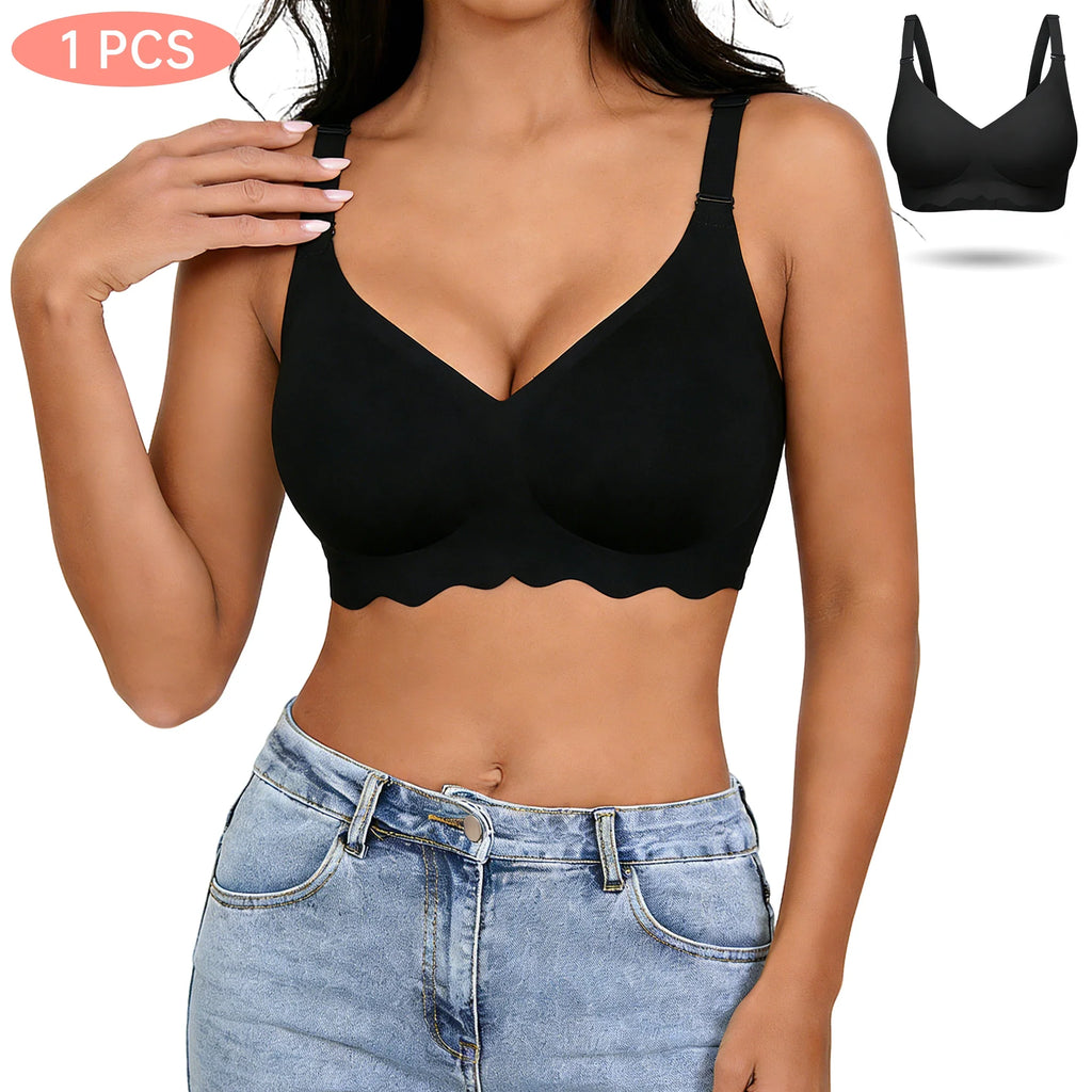 Women's Bra | V-Neck Enhances Neck Line, 3D Soft Air Support Comfort, Breathable Quick Rebound Fabric, U-Back Seamless Bralette