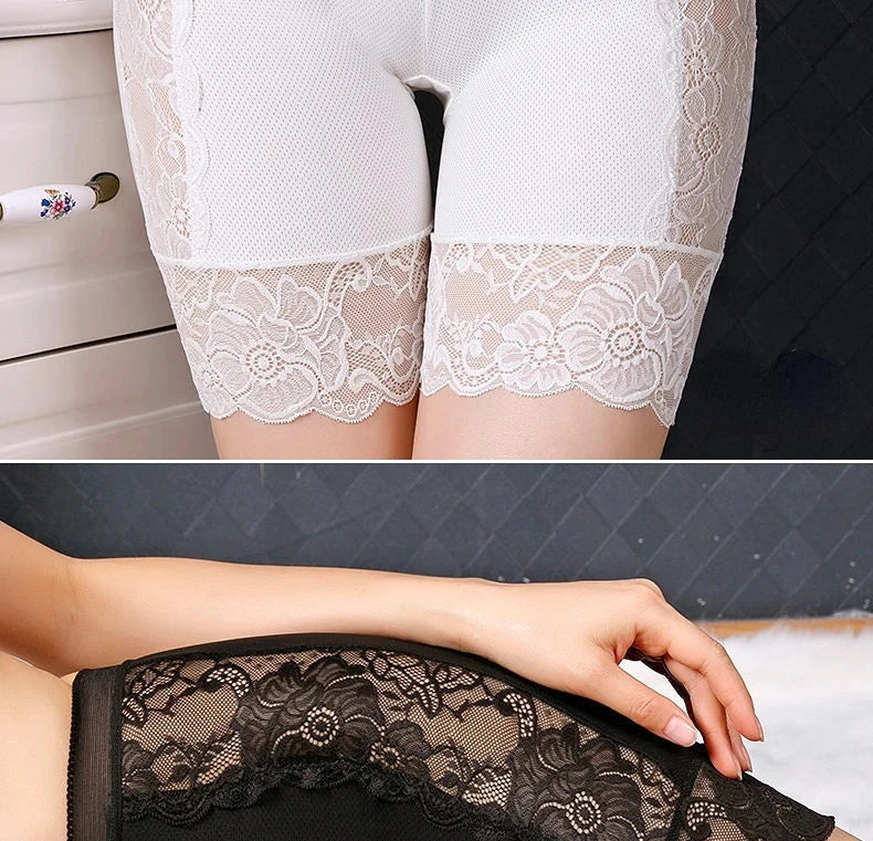 Plus Size Safety Short Pants Women Seamless Under Skirt Boxers For Women Sexy Lace Anti Chafing Boyshort Panties Underwear