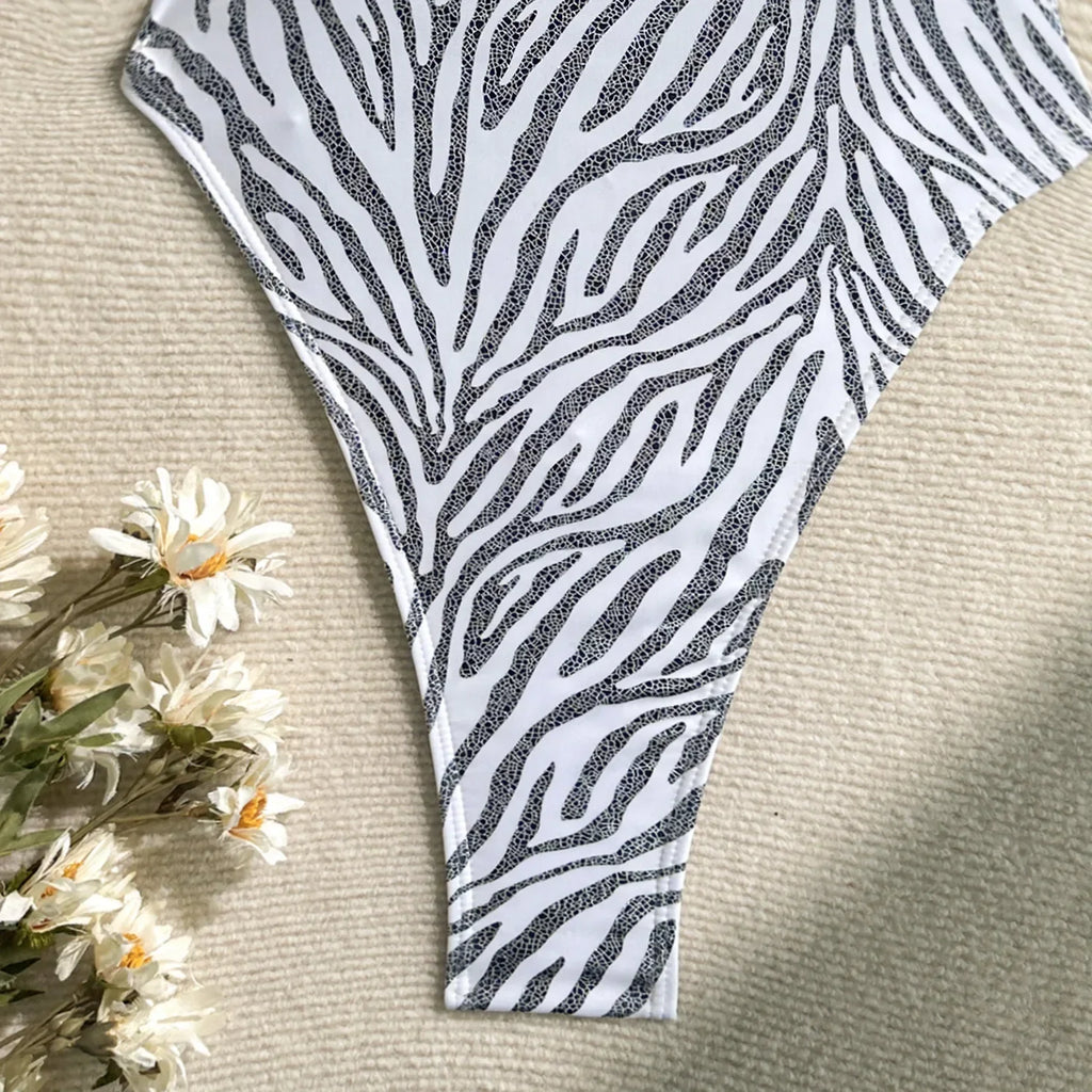 Printed Extreme Mini Micro Thong Women Swimwear One Piece Swimsuit Female Cross Back High Cut Monokini Bather Bathing Suit Swim