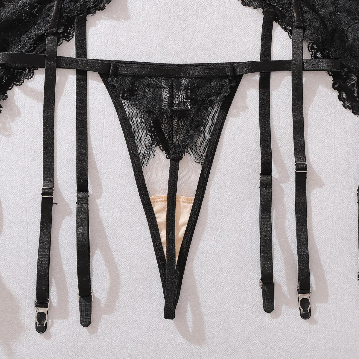 Lace see-through body shaping sexy three-point bra split three-piece set
