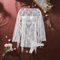 Toucheart Erotic Dress Elegant Palace-style Fringed Cardigan Spliced with See-through Intimate Lace Purelust Hip-hugging Dress