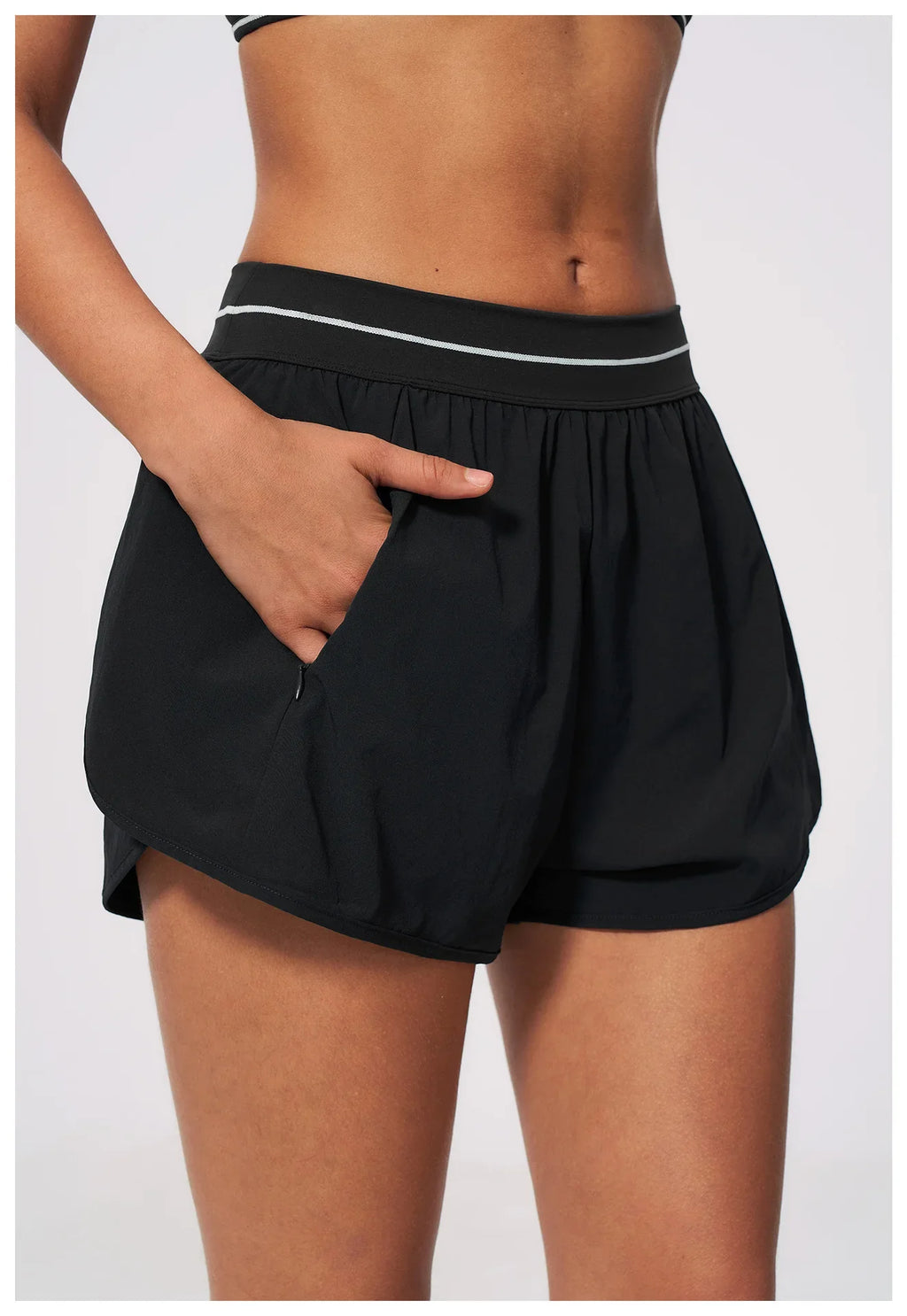New Brushed Sports Shorts Women High Waist Fake Two Pieces of Anti Glare Shorts Leggings Casual Loose Pocket Fitness Sportwear