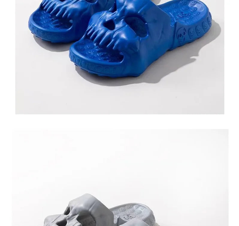 New Personalized Skull Design Men Slippers 2024 Summer Outdoor Fun Slides Thick Bottom of Beach Non-slip Leisure Women Sandals
