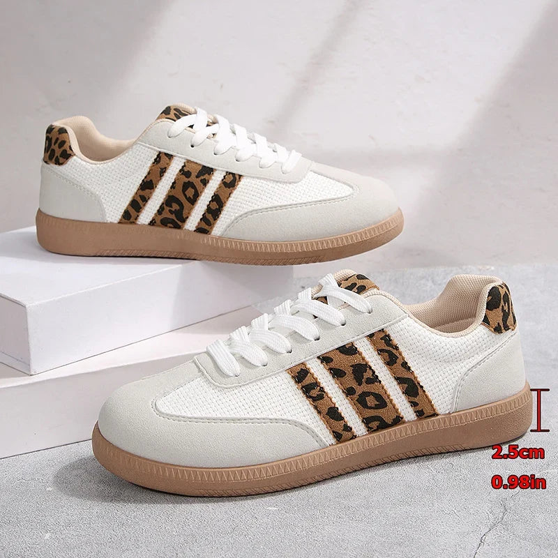 Plus Size 42 Leopard Print Flat Shoes Women Comfortable Breathable Flat Heels Sneakers Woman Non Slip Soft Sole Sports Shoes