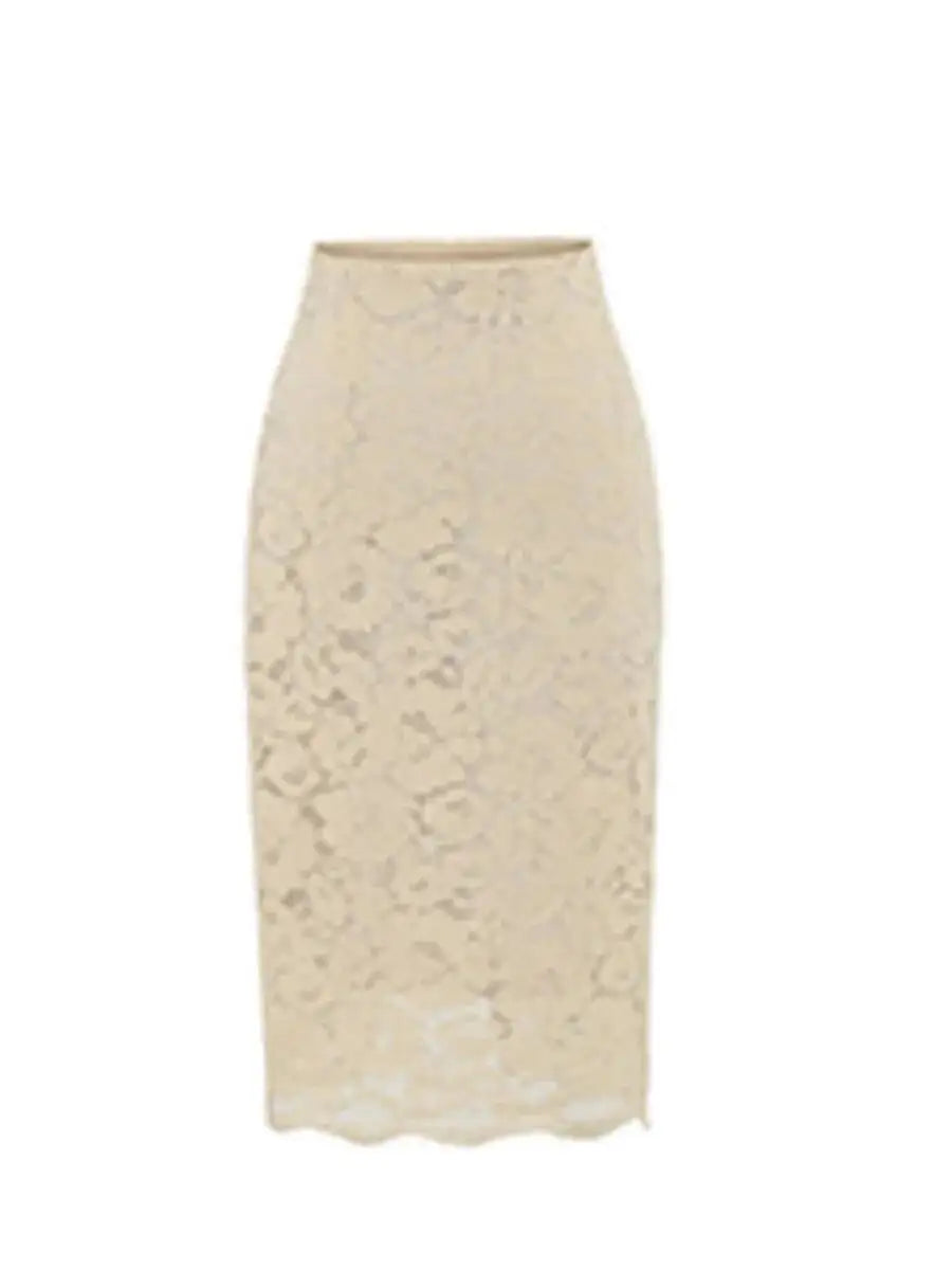 Pure Desire Style High Waist Back Slit Lace Bodycon Midi Skirt Fashion Slim Women Long Skirts PNC2