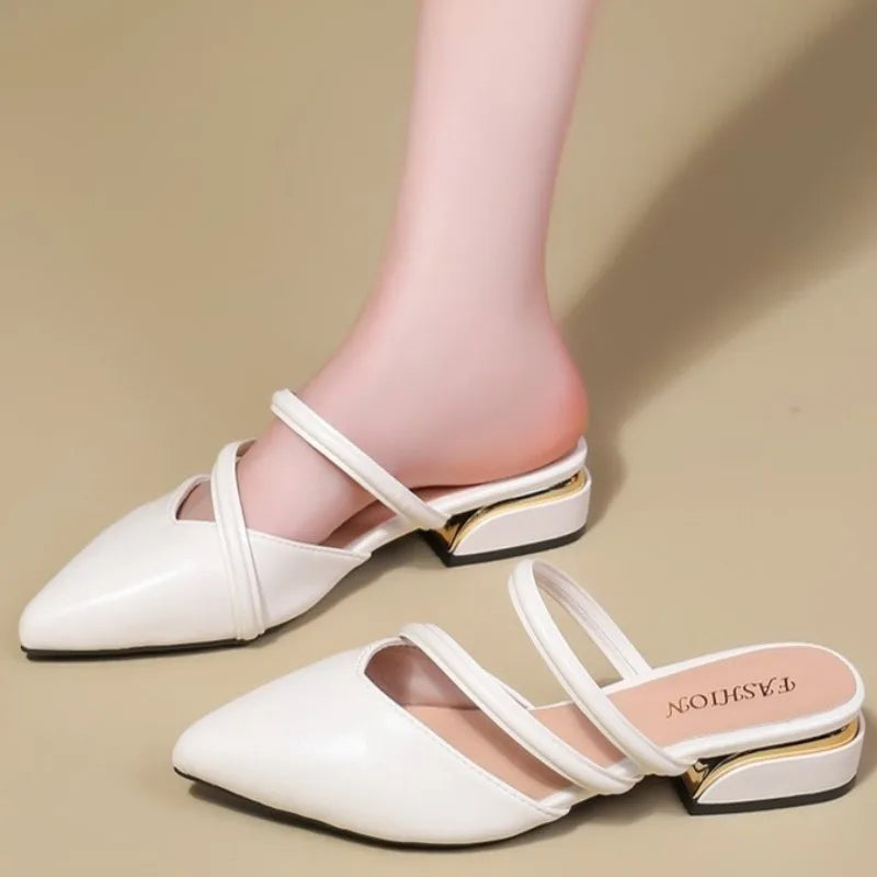 Toe Narrow Band  Slippers Women Fashion Shallow Sandal Elegant Summer Footwear Woman