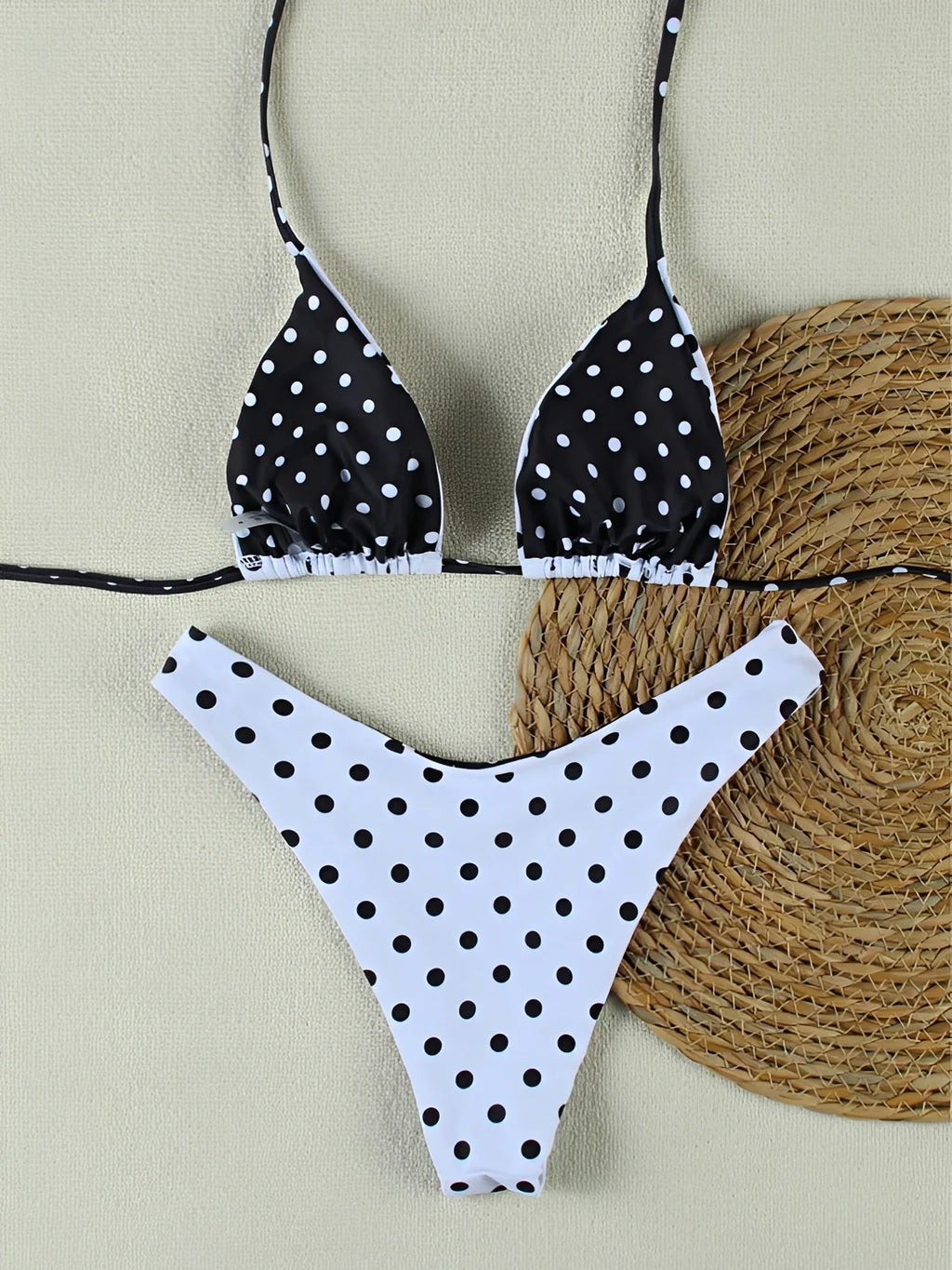 Triangle Halter Thong Bikinis 2026 Women Sexy Swimsuit Dot String Swimwear Female Bathers Bathing Swimming Swim Suit Beachwear